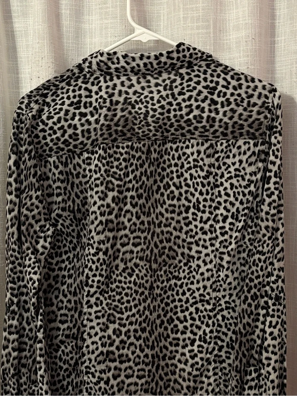 Michael Kors Gray & Black Animal Print Button Down Blouse